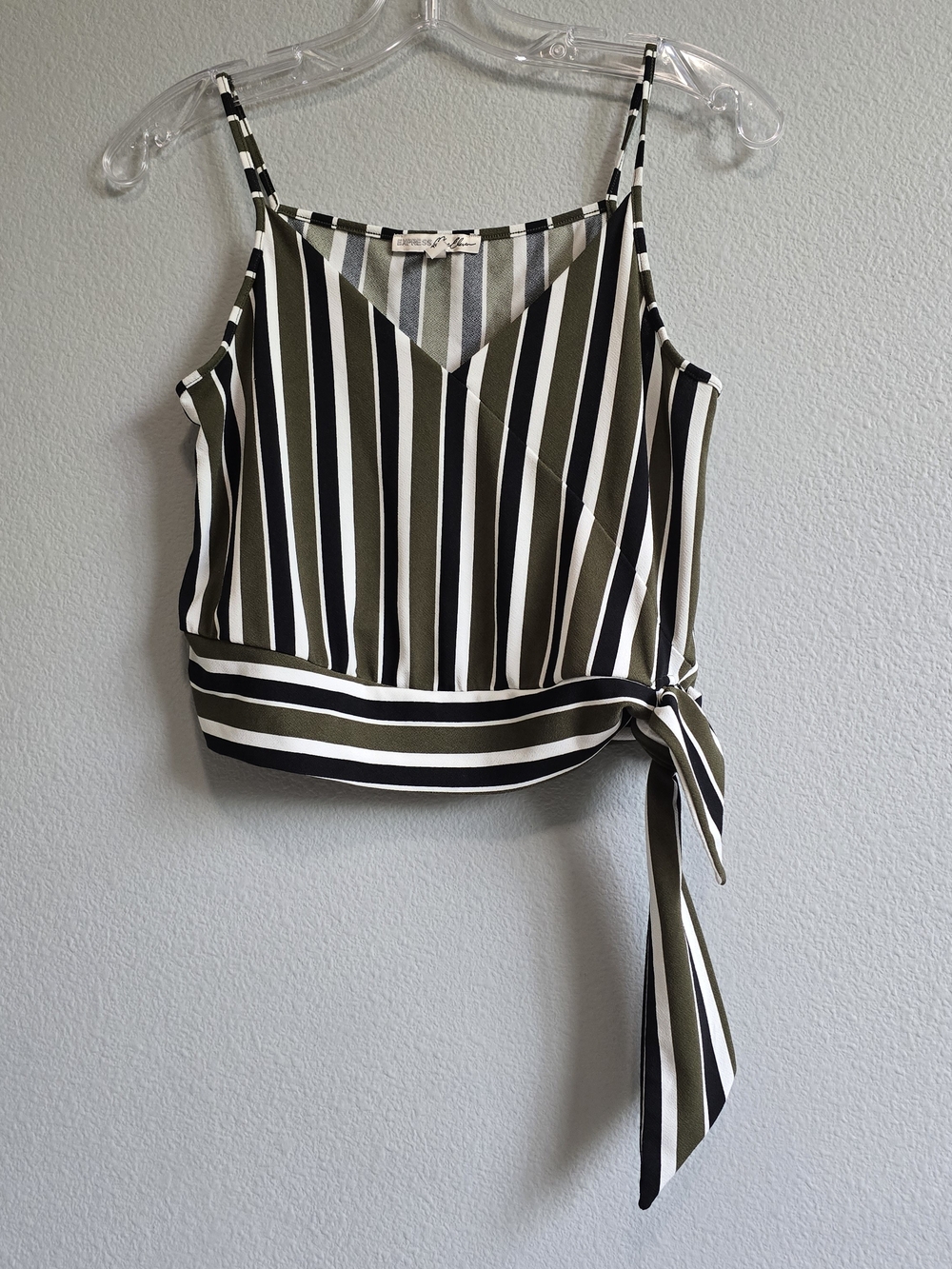 Express Green Black White Striped Camisole Side Tie Size XS